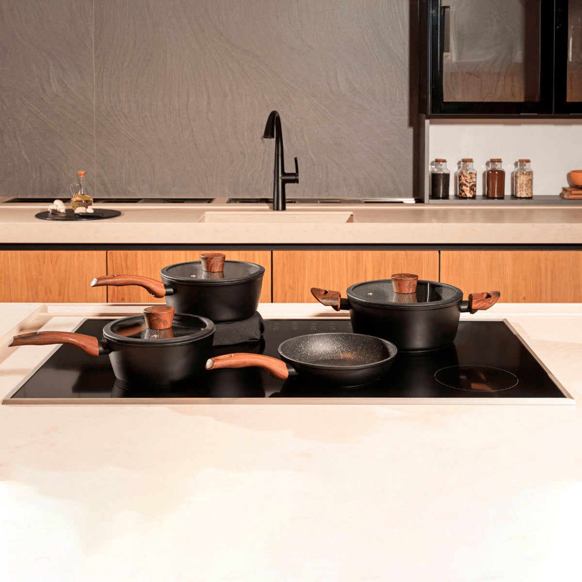 Jogo de Panelas Brinox Antiaderente Ceramic Life 4 Peças Sirius com Indução Preto