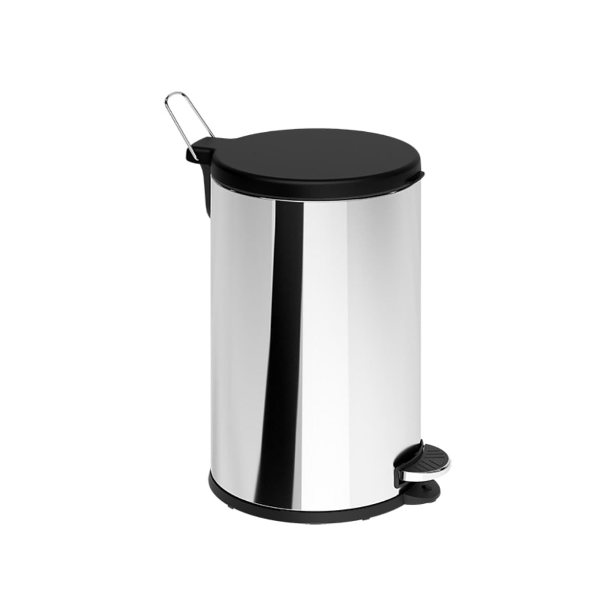 Lixeira com Pedal 15 L Aço Inoxidável com Tampa em Polipropileno cor Preto Flat Brinox