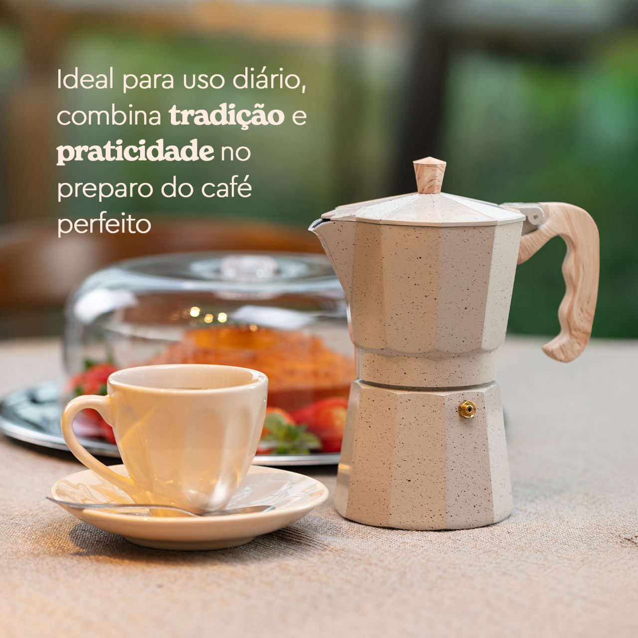 Cafeteira Italiana Brinox Verona 6 Xícaras em Alumínio Vanilla