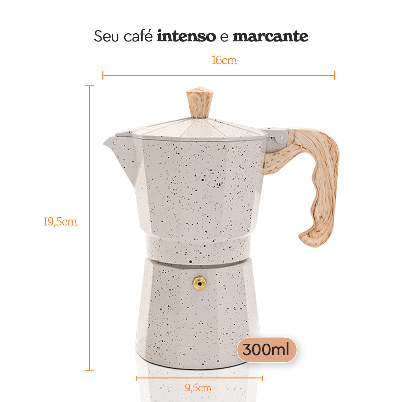 Cafeteira Italiana Brinox Verona 6 Xícaras em Alumínio Vanilla