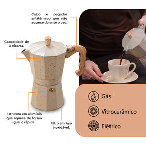 Cafeteira Italiana Brinox Verona 6 Xícaras em Alumínio Vanilla