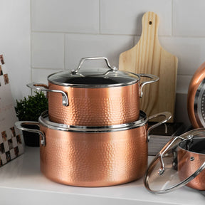 Jogo de Panelas Brinox Antiaderente Pro-Flon Premium 4 Peças Copper com Indução Cobre