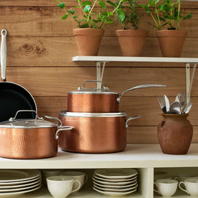 Jogo de Panelas Brinox Antiaderente Pro-Flon Premium 4 Peças Copper com Indução Cobre