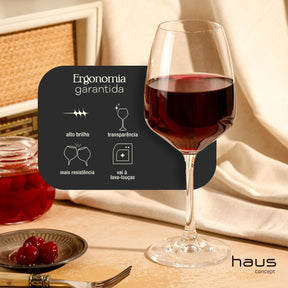 Jogo de 6 Taças para Vinho em Cristal Bohemia 455ml Haus Concept Aroma