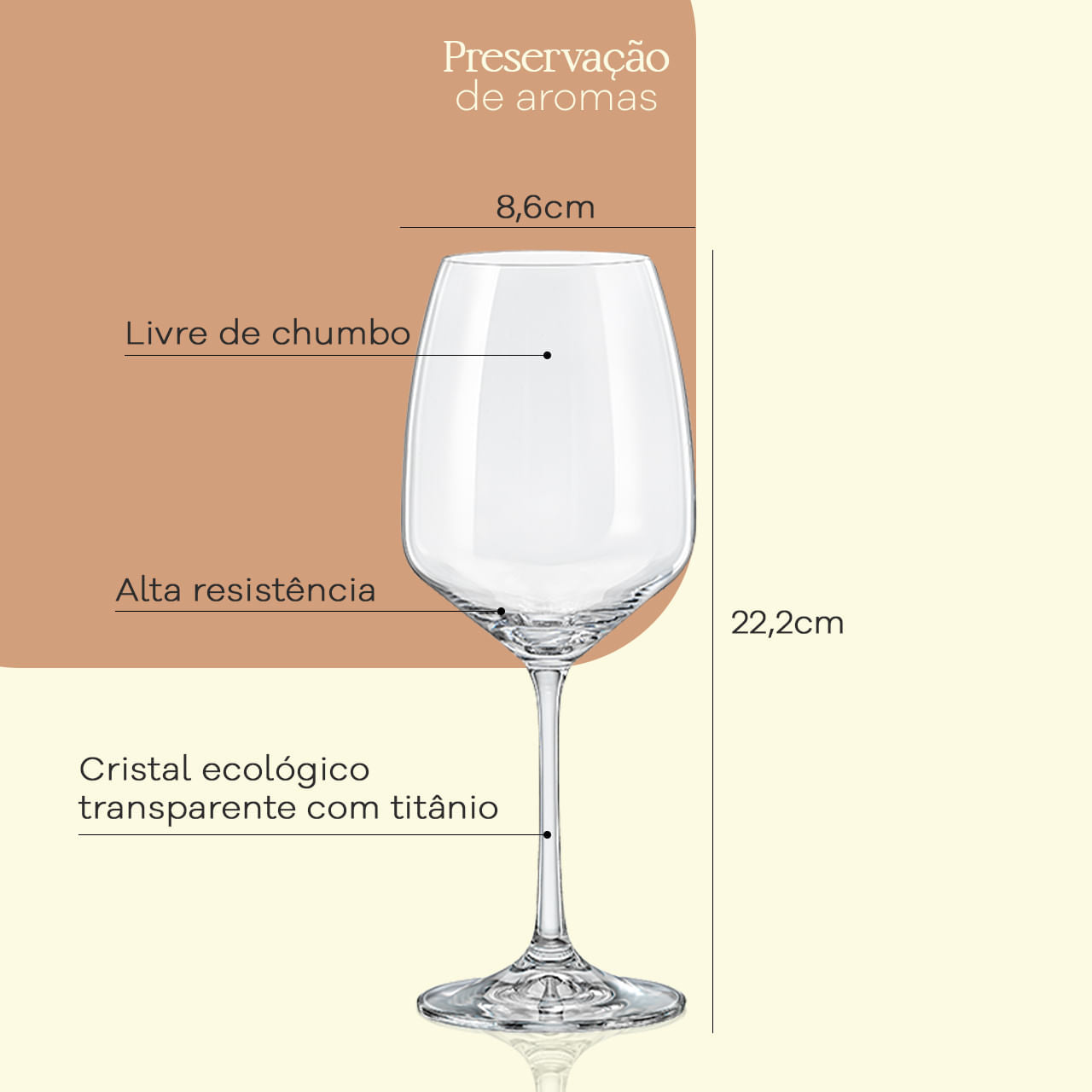 Jogo de 6 Taças para Vinho em Cristal Bohemia 455ml Haus Concept Aroma