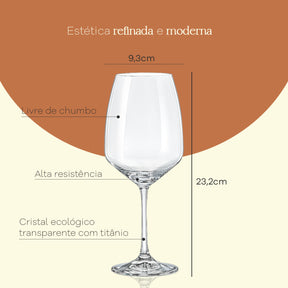 Jogo de 6 Taças para Água em Cristal Bohemia 560ml Haus Concept Aroma