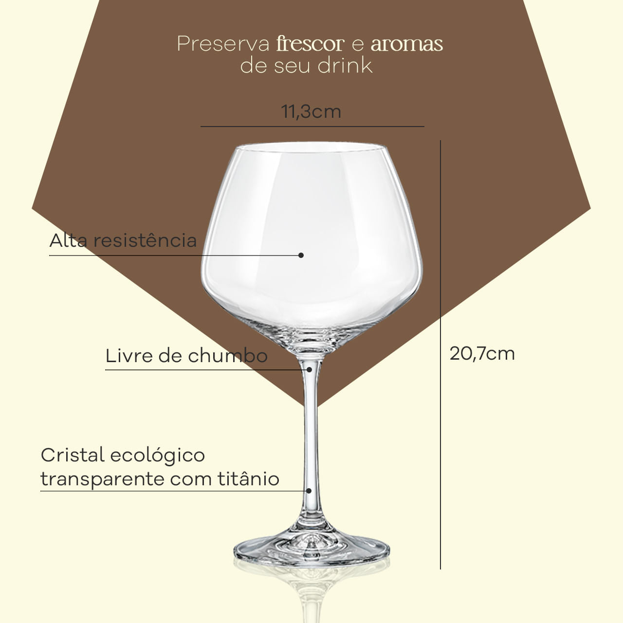 Jogo de 6 Taças para Gin Tônica em Cristal Bohemia 580ml Haus Concept Aroma