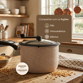 Pipoqueira Brinox Pic Poc Antiaderente Ceramic Life 5,5 Litros Ø22cm Vanilla