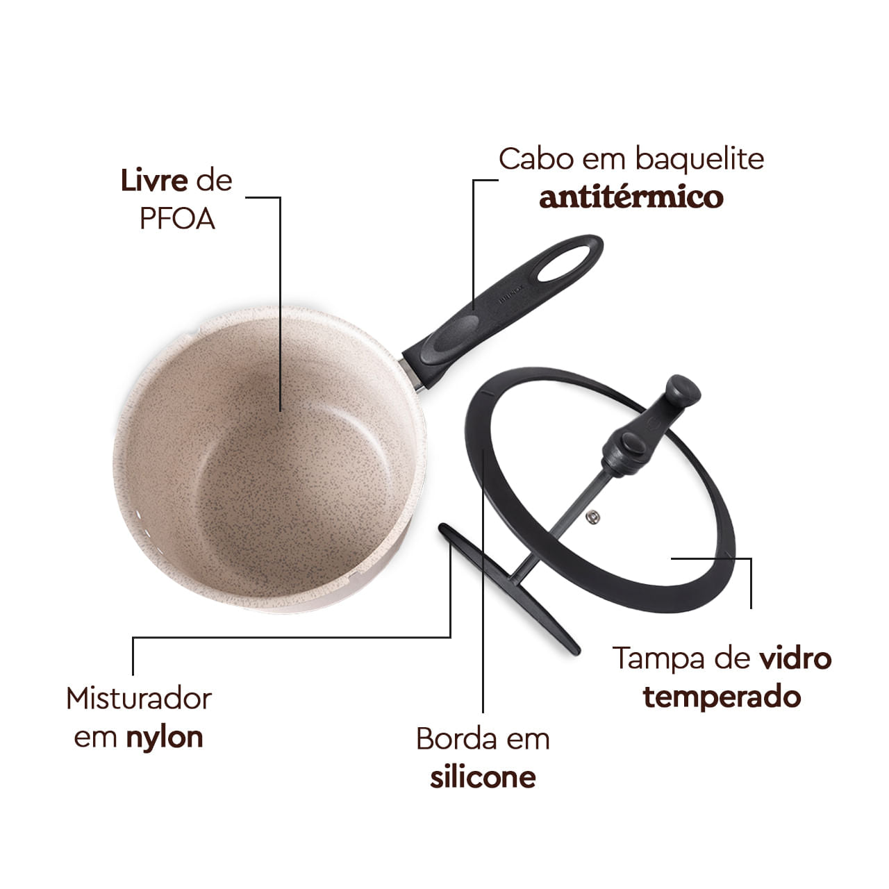 Pipoqueira Brinox Pic Poc Antiaderente Ceramic Life 5,5 Litros Ø22cm Vanilla