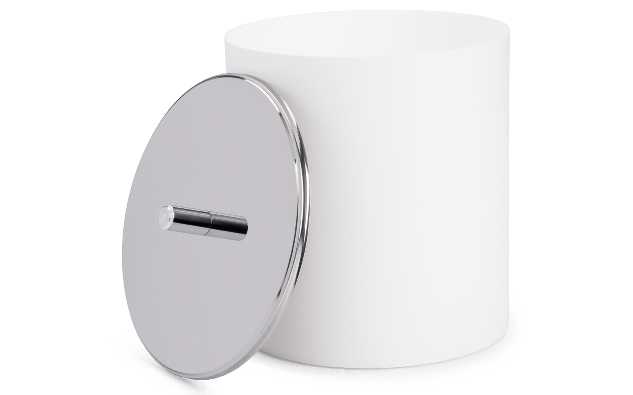 Lixeira Plástica com Tampa em Inox Brinox 5,4 Litros Ø18,5 x 23cm Branca