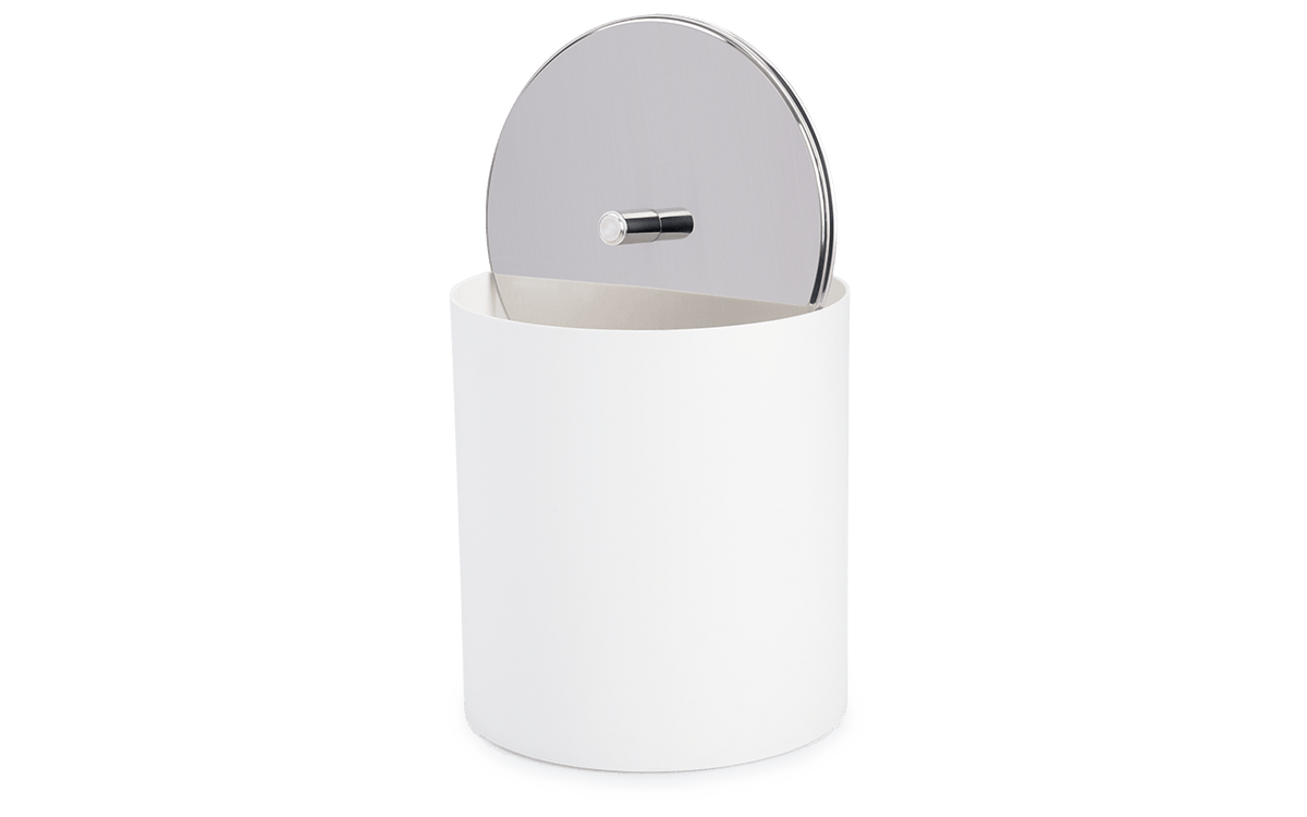 Lixeira Plástica com Tampa em Inox Brinox 5,4 Litros Ø18,5 x 23cm Branca