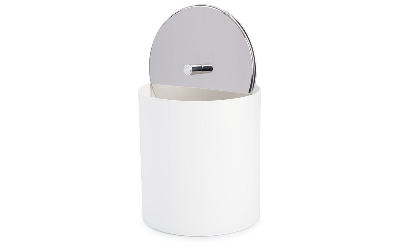 Lixeira Plástica com Tampa em Inox Brinox 5,4 Litros Ø18,5 x 23cm Branca