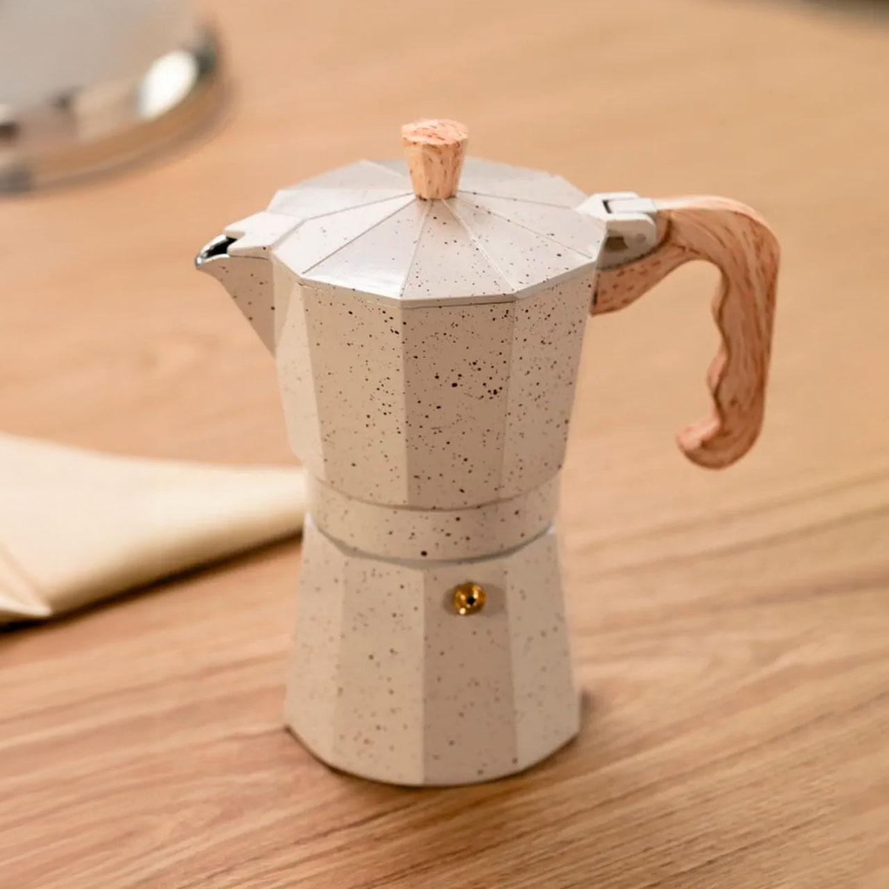 Cafeteira Italiana Brinox Verona 6 Xícaras em Alumínio Vanilla