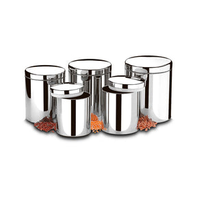Conjunto de Potes para Mantimentos com Tampa e Visor Brinox Suprema 5 Peças Aço Inox