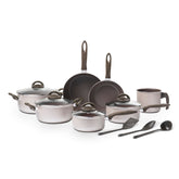 Jogo de Panelas Brinox Antiaderente Ceramic Life 10 Peças Nevada Champanhe