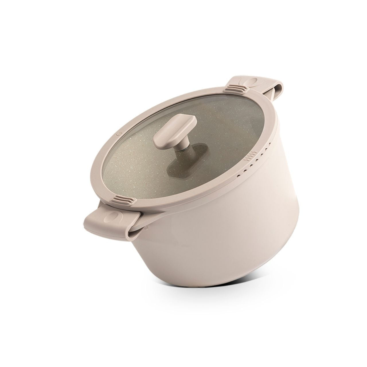 Jogo de Panelas Empilhável Brinox Loft 7 Peças Antiaderente Ceramic Life, Cabo Removível e Fundo de Indução - Areia