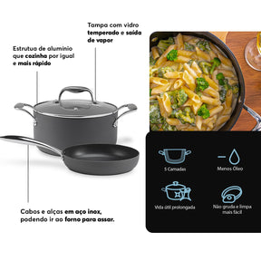 Grill Indução Brinox Diamond Antiaderente Pro-Flon Premium 26 cm 1,9 Litros Cinza