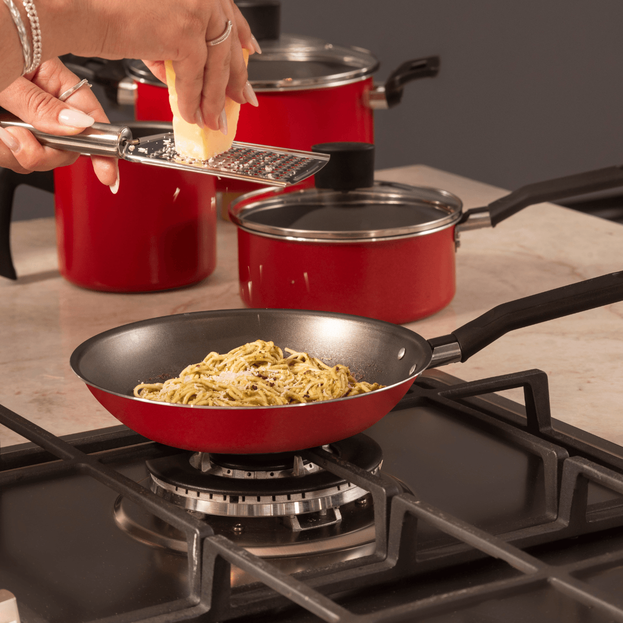 Jogo de Panelas Brinox Antiaderente Pro-Flon 4 Peças Garlic Vermelho