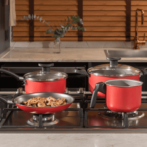 Jogo de Panelas Brinox Antiaderente Pro-Flon 4 Peças Ruby Vermelho