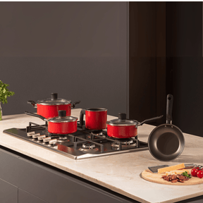 Jogo de Panelas Brinox Antiaderente Pro-Flon 5 Peças Garlic Vermelho
