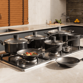 Jogo de Panelas Brinox Ebony Antiaderente Pro-Flon 7 Peças Preto