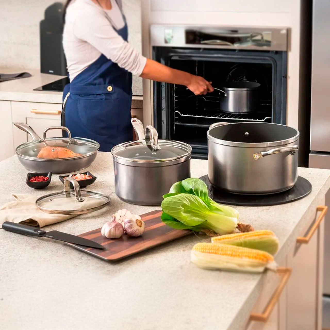 Jogo de Panelas Brinox Antiaderente Ceramic Life 4 Peças Unique com Indução Cinza