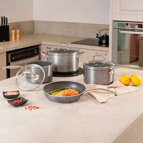 Jogo de Panelas Brinox Antiaderente Ceramic Life 4 Peças Unique com Indução Cinza