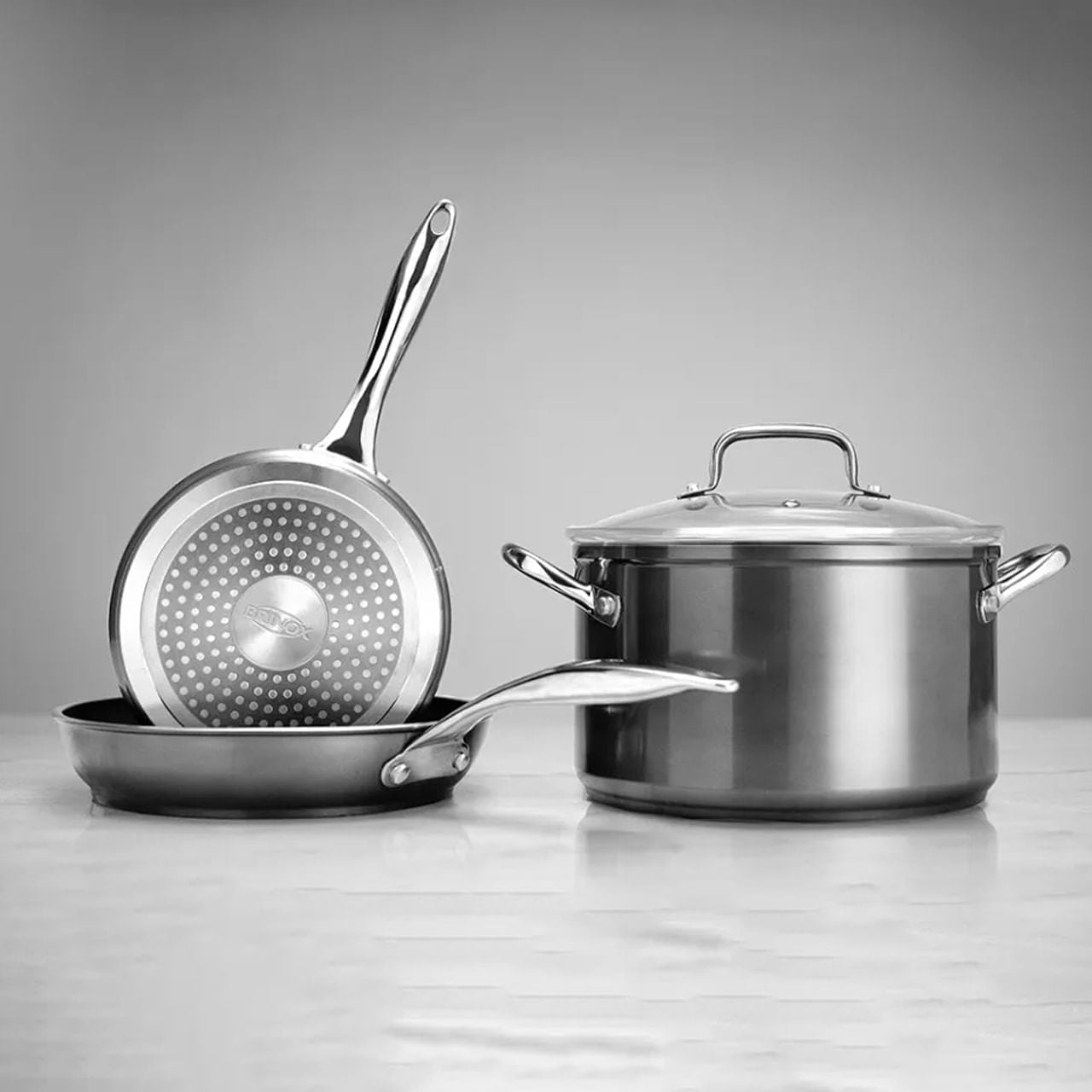 Jogo de Panelas Brinox Antiaderente Ceramic Life 4 Peças Unique com Indução Cinza