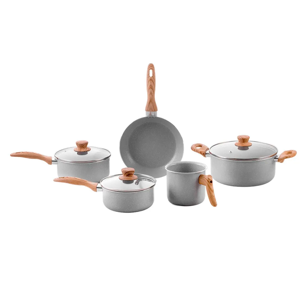 Jogo de Panelas Brinox Antiaderente Ceramic Life 5 Peças Easy Gris