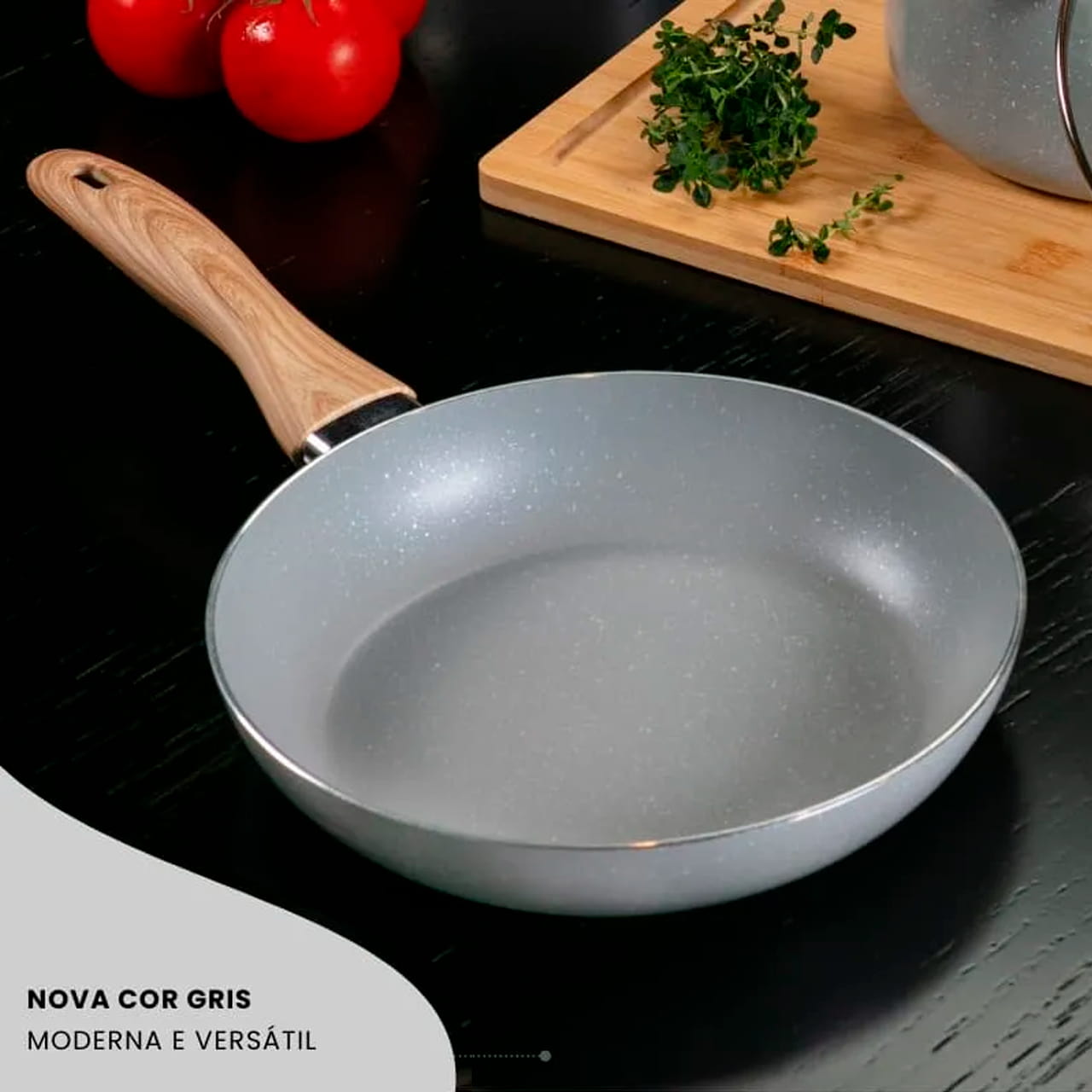 Jogo de Panelas Brinox Antiaderente Ceramic Life 5 Peças Easy Gris