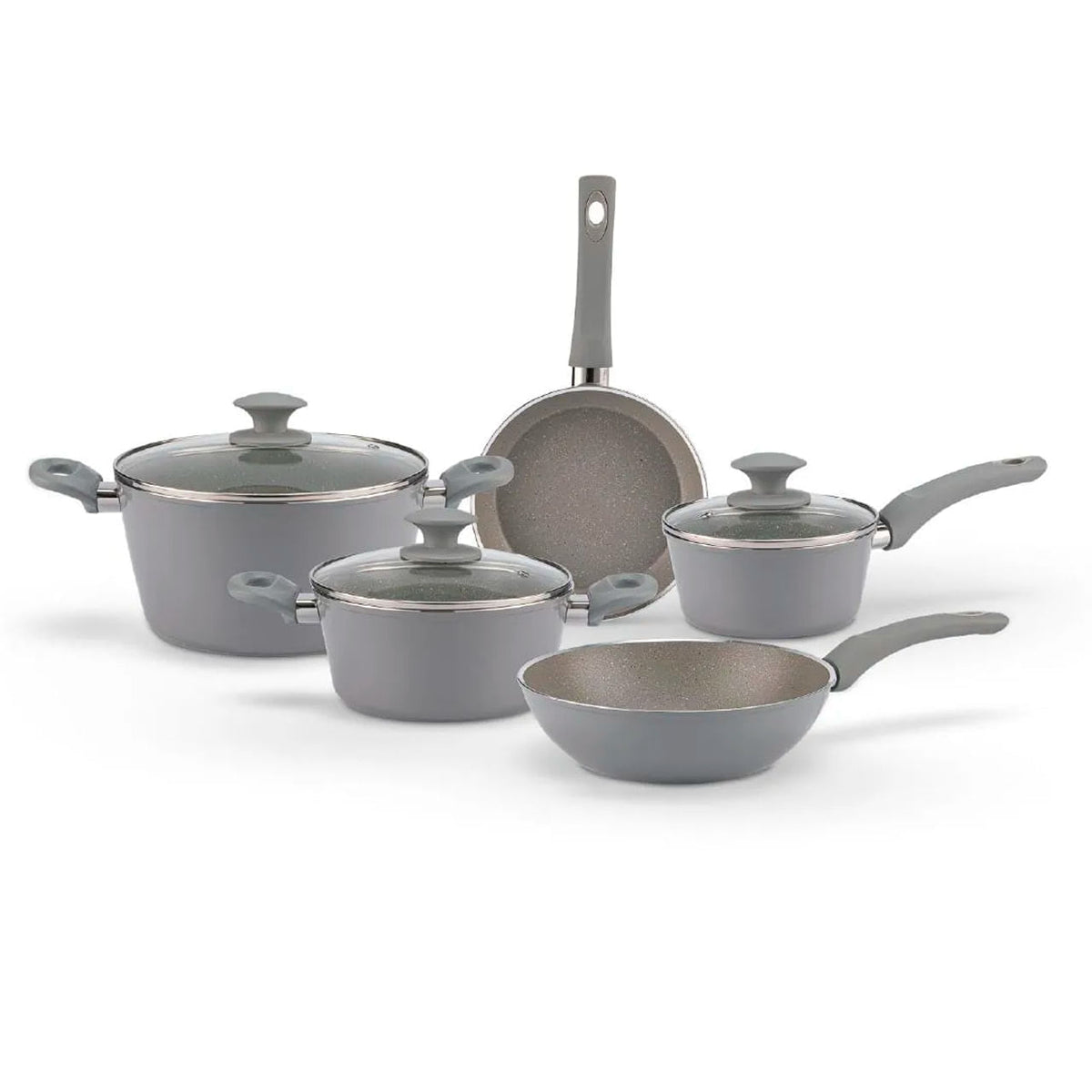 Jogo de Panelas Brinox Antiaderente Ceramic Life 5 Peças Marble Optima com Indução Cinza