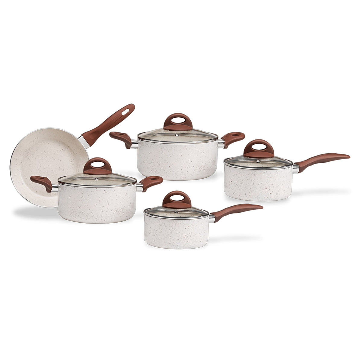 Jogo de Panelas Brinox Antiaderente Ceramic Life 5 Peças Smart Plus com Indução Vanilla