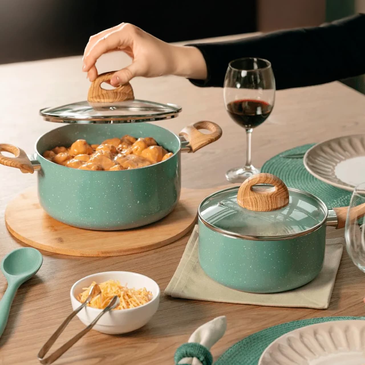 Jogo de Panelas Brinox Antiaderente Ceramic Life 6 Peças Botanika com Indução Verde