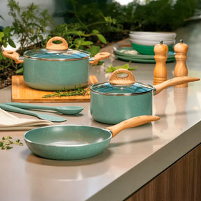 Jogo de Panelas Brinox Antiaderente Ceramic Life 6 Peças Botanika com Indução Verde