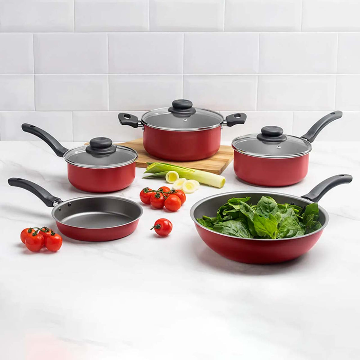 Jogo de Panelas Brinox Antiaderente Pro-Flon 5 Peças Ruby Vermelho