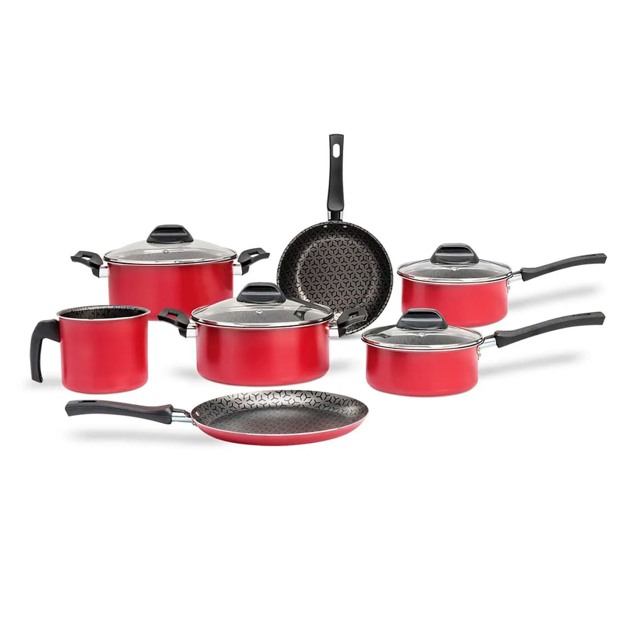 Jogo de Panelas Brinox Antiaderente Pro-Flon 7 Peças Anis Borgonha