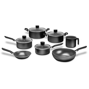Jogo de Panelas Brinox Ebony Antiaderente Pro-Flon 7 Peças Preto