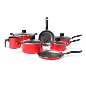 Jogo de Panelas Brinox Garlic Antiaderente Pro-Flon 7 Peças Vermelho