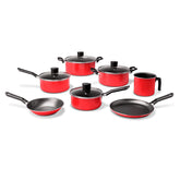 Jogo de Panelas Brinox Garlic Antiaderente Pro-Flon 7 Peças Vermelho