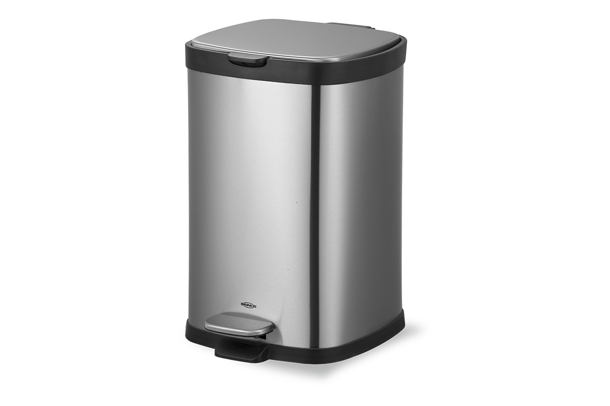 Lixeira com Pedal e Balde Brinox Frame 12 Litros Aço Inox Escovado