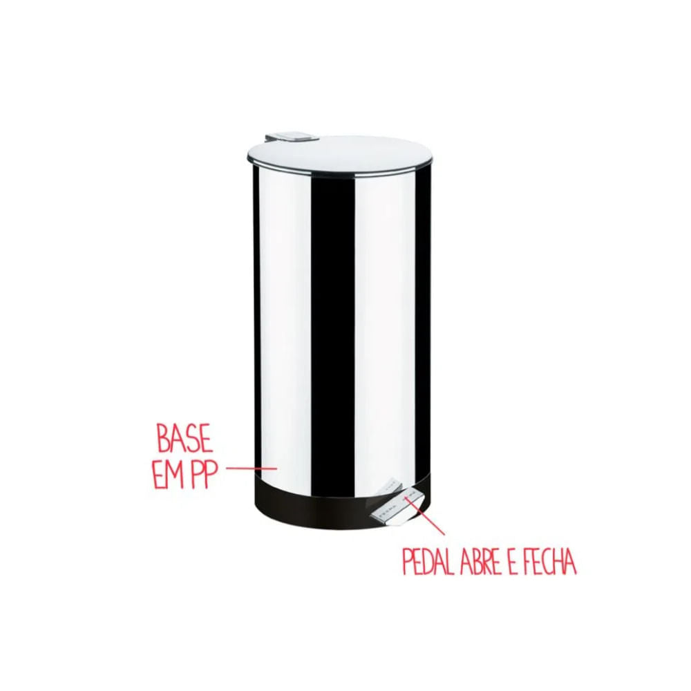 Lixeira com Pedal Brinox Decorline 50 Litros Ø37 x 60,5cm Aço Inoxidável