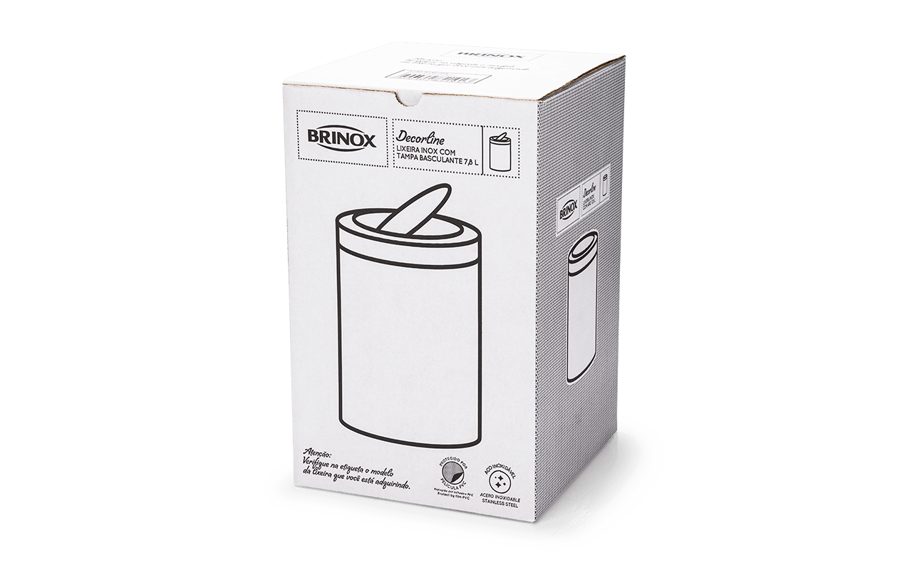 Lixeira com Tampa Basculante Brinox Decorline 7,8 Litros 18,5 x 29cm Aço Inoxidável