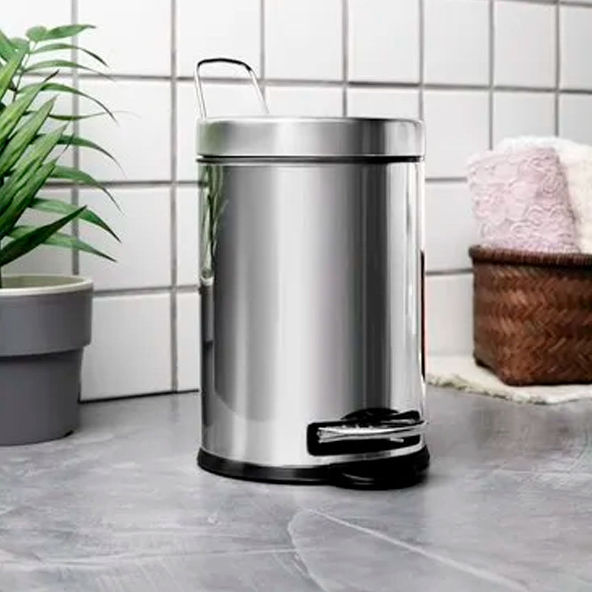 Lixeira com Pedal e Balde Brinox Decorline Ø 25cm 12 Litros Aço Inoxidável