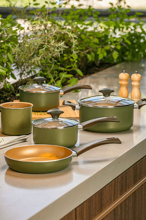 Jogo de Panelas Brinox Antiaderente Pro-Flon 5 Peças Green Verde