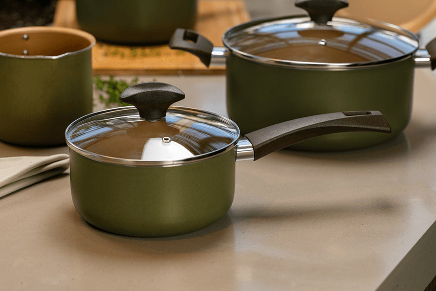 Jogo de Panelas Brinox Antiaderente Pro-Flon 5 Peças Green Verde