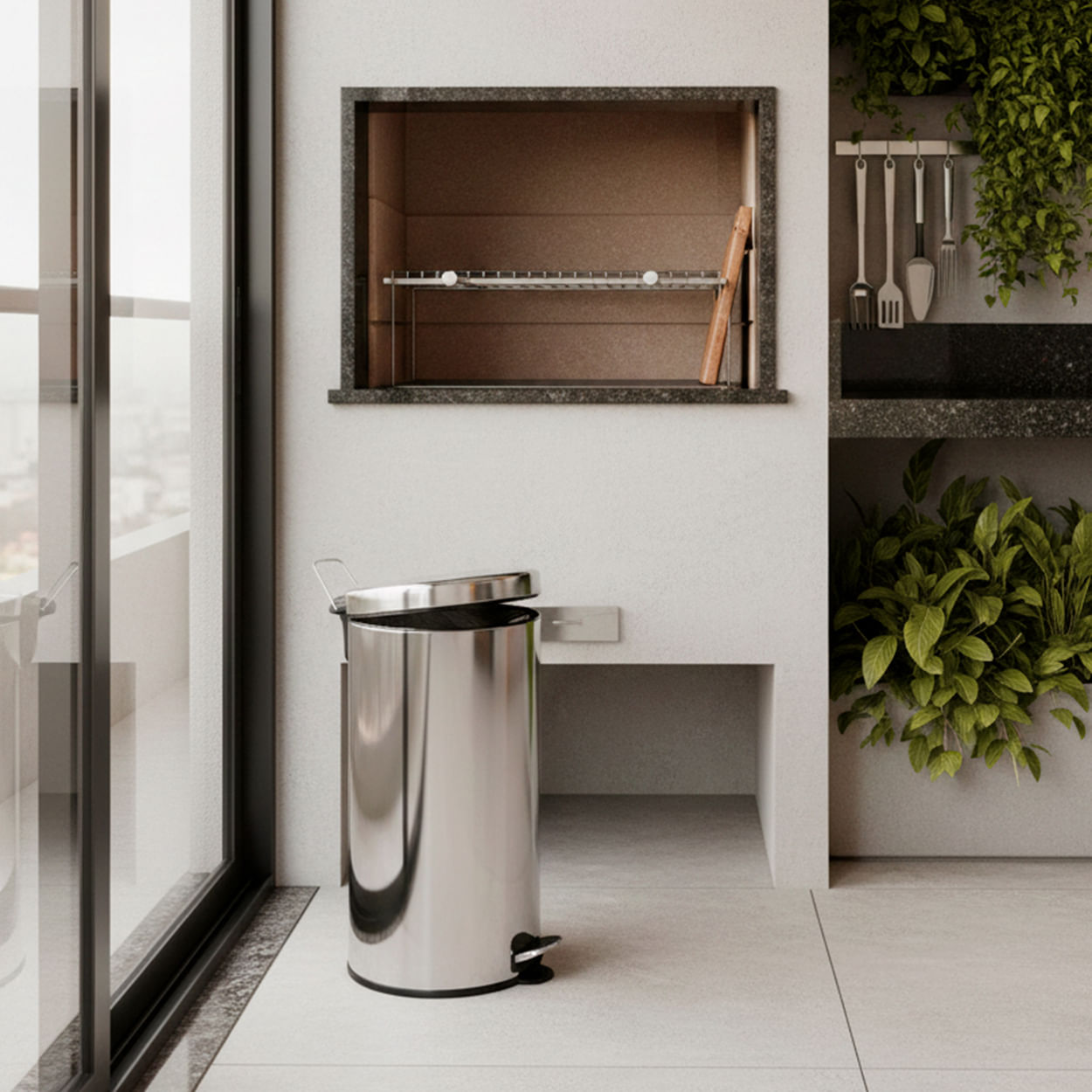 Lixeira com Pedal Brinox Decorline 30 Litros Aço Inoxidável