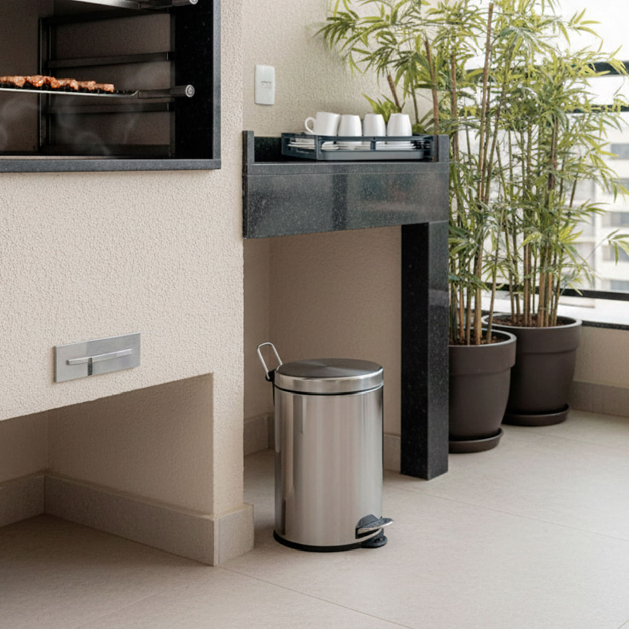 Lixeira com Pedal e Balde Brinox Decorline 5 Litros Ø20 x 30cm Aço Inoxidável