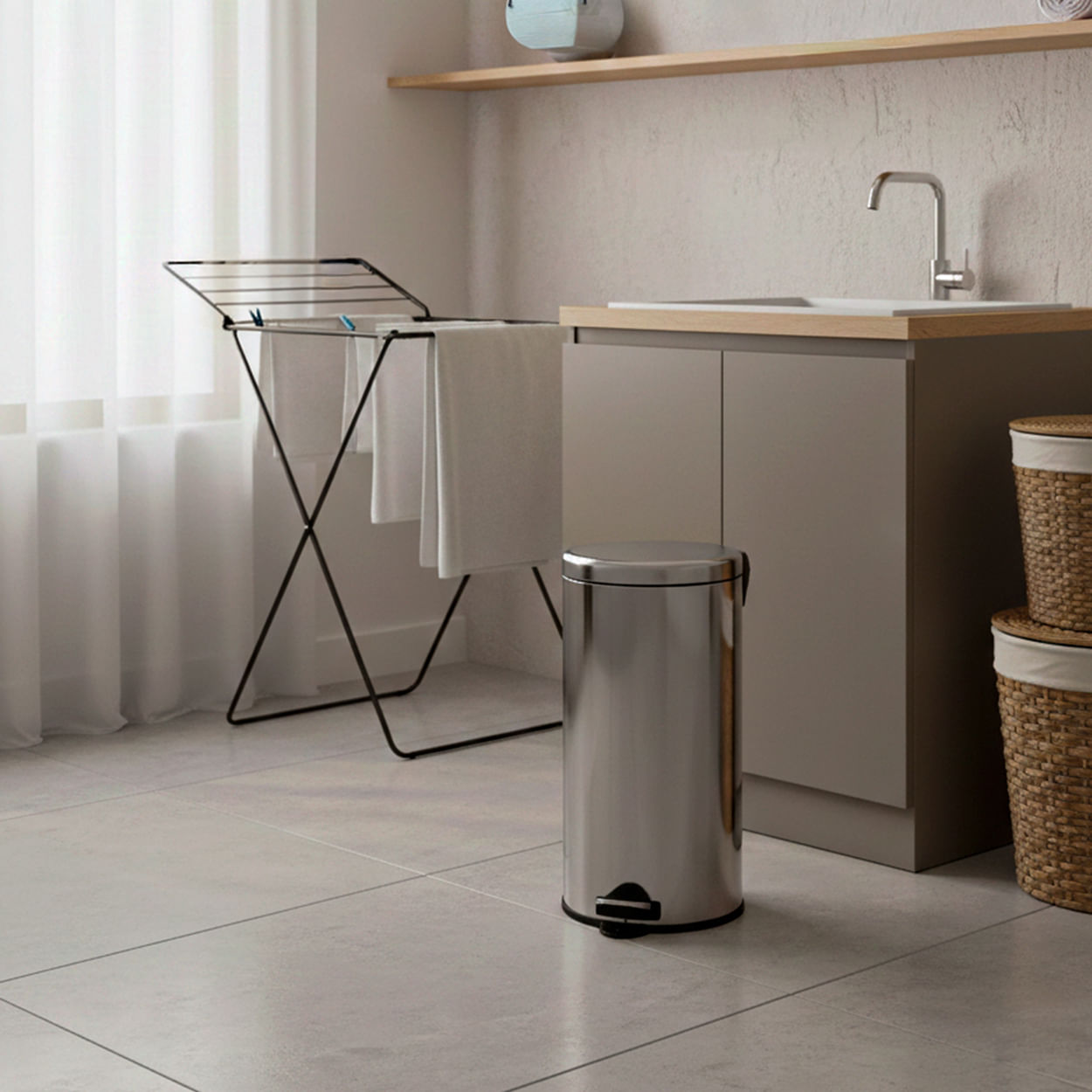 Lixeira com Pedal Brinox Decorline 30 Litros Aço Inoxidável