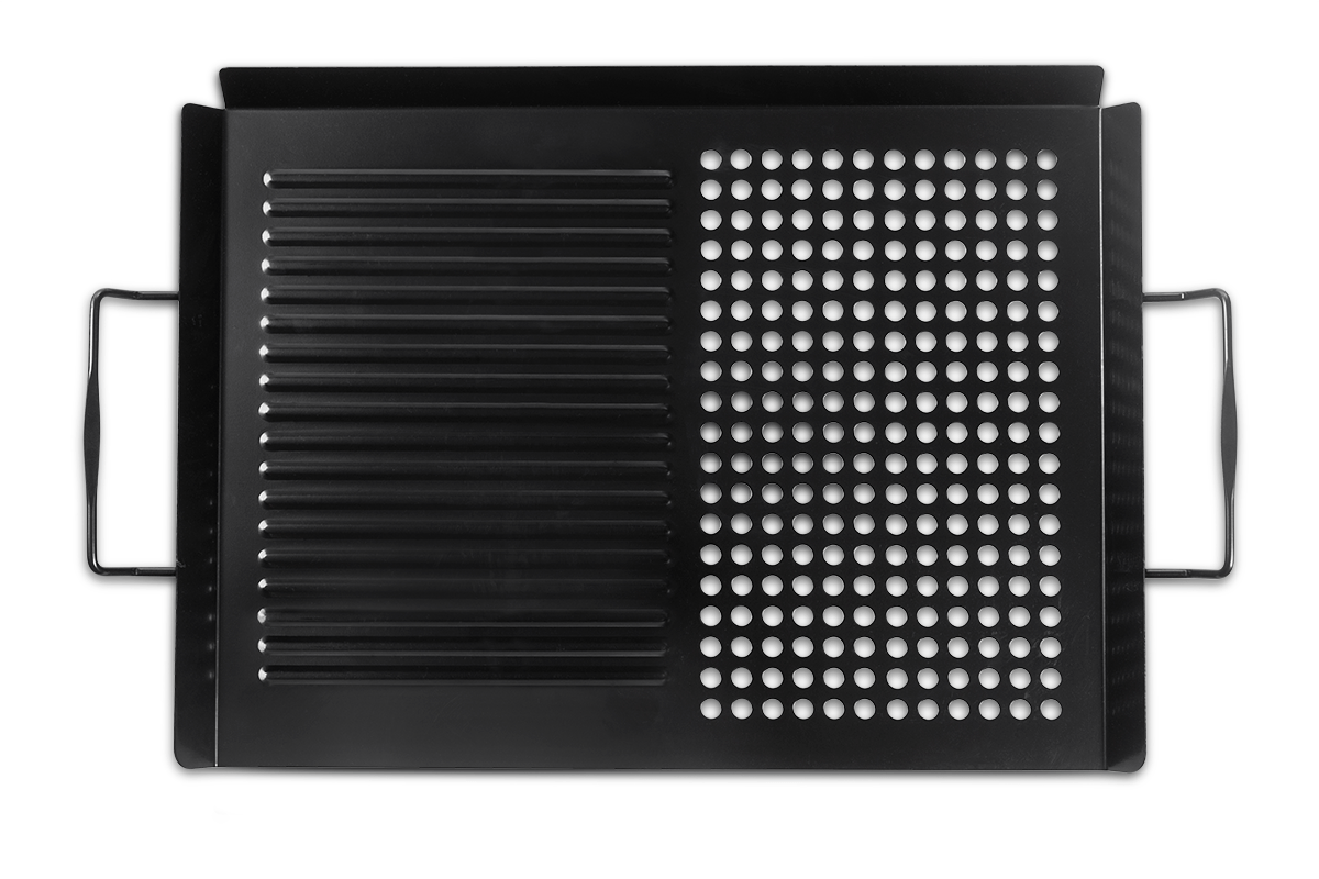 Grelha Brinox preta para Carnes e Vegetais - 49,5 x 30,8 cm em aço carbono para altas temperaturas do seu churrasco