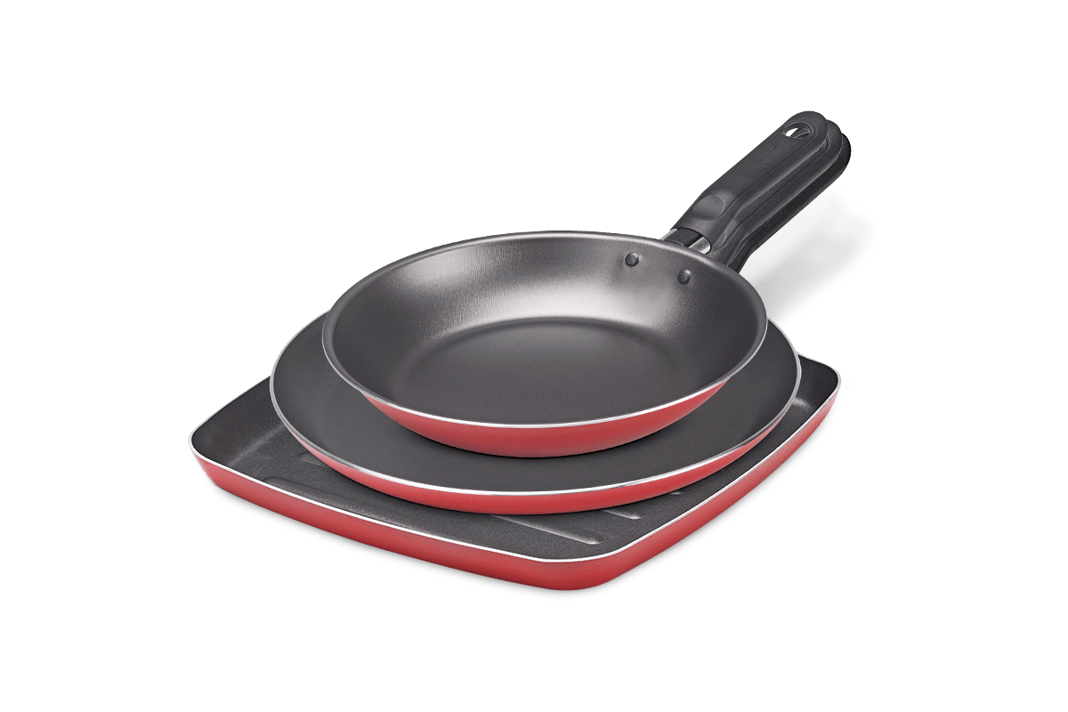 Jogo de Frigideiras Brinox Garlic Antiaderente Pro-flon 3 Peças Vermelho